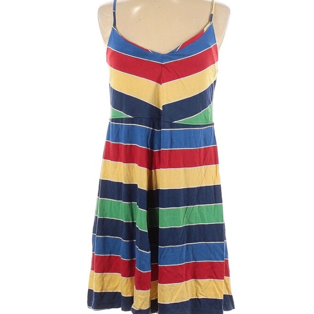 Casual striped sleeveless tank dress, super flattering!